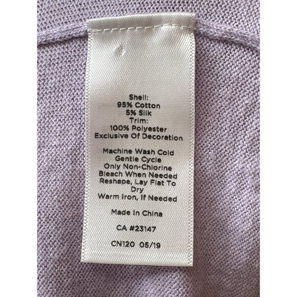 Talbots XS Lavender Sweater Lace Collar Cotton Silk Blend Twee Academia Preppy - Picture 5 of 8
